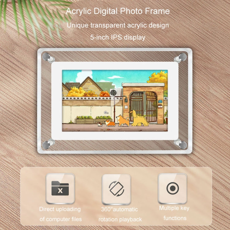 5 Inch HD Digital Photo Frame Crystal Advertising Player 1080P Motion Video Picture Display Player(UK Plug) - 1.5-7.0 inch by PMC TechLife | Online Shopping South Africa | PMC TechLife | Buy Now Pay Later Mobicred