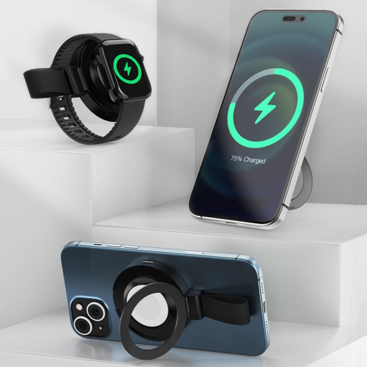3 In 1 Magnetic Wireless Charger Mobile Phone Ring Holder(Black) - Wireless Charger by PMC Jewellery | Online Shopping South Africa | PMC Jewellery | Buy Now Pay Later Mobicred