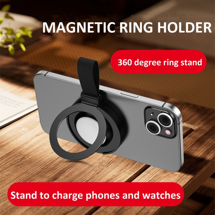 3 In 1 Magnetic Wireless Charger Mobile Phone Ring Holder(Black) - Wireless Charger by PMC Jewellery | Online Shopping South Africa | PMC Jewellery | Buy Now Pay Later Mobicred