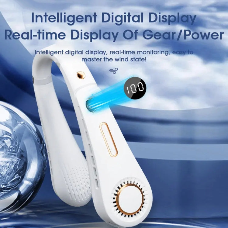 F11 Portable USB Charging Rotating Digital Display Bladeless Hanging Neck Fan(Blue) - Electric Fans by PMC TechLife | Online Shopping South Africa | PMC TechLife | Buy Now Pay Later Mobicred