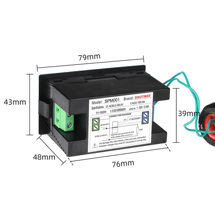 SINOTIMER SPM001 AC LED Digital Voltmeter Frequency Factors Meter Power Monitor, Specification: AC200-450V 100A - Current & Voltage Tester by SINOTIMER | Online Shopping South Africa | PMC TechLife | Buy Now Pay Later Mobicred