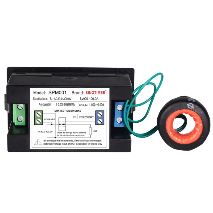 SINOTIMER SPM001 AC LED Digital Voltmeter Frequency Factors Meter Power Monitor, Specification: AC80-300V 100A - Current & Voltage Tester by SINOTIMER | Online Shopping South Africa | PMC TechLife | Buy Now Pay Later Mobicred