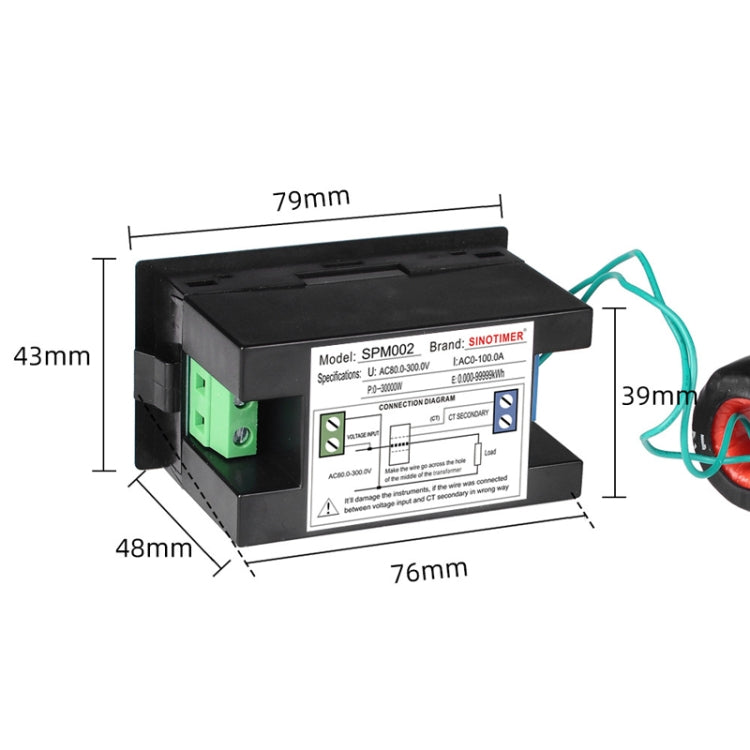 SINOTIMER SPM002 Liquid Crystals AC Digital Voltage And Current Meter Power Monitor, Specification: AC200-450V 100A - Current & Voltage Tester by SINOTIMER | Online Shopping South Africa | PMC TechLife | Buy Now Pay Later Mobicred