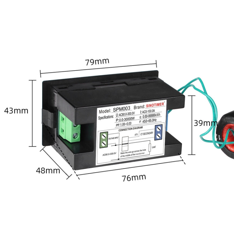 SINOTIMER SPM003 AC LED Digital Voltmeter Frequency Factors Meter Power Monitor, Specification: AC200-450V 100A - Current & Voltage Tester by SINOTIMER | Online Shopping South Africa | PMC TechLife | Buy Now Pay Later Mobicred