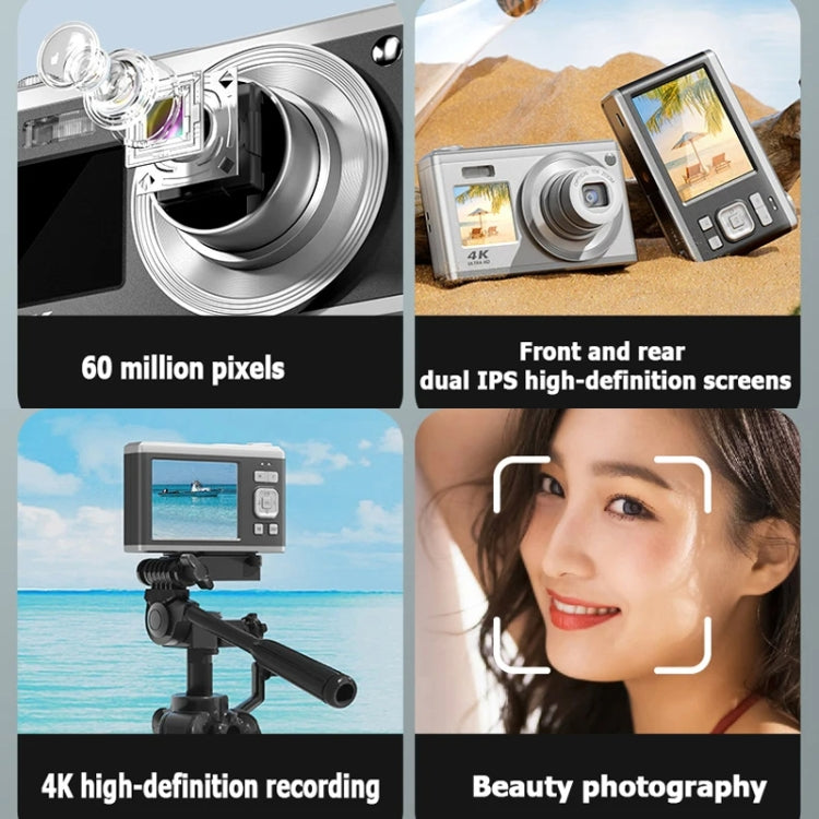 4K HD Optical Zoom Digital Camera 60MP Dual Screen Selfie Camera, No Memory(White) - Video Cameras by PMC TechLife | Online Shopping South Africa | PMC TechLife | Buy Now Pay Later Mobicred