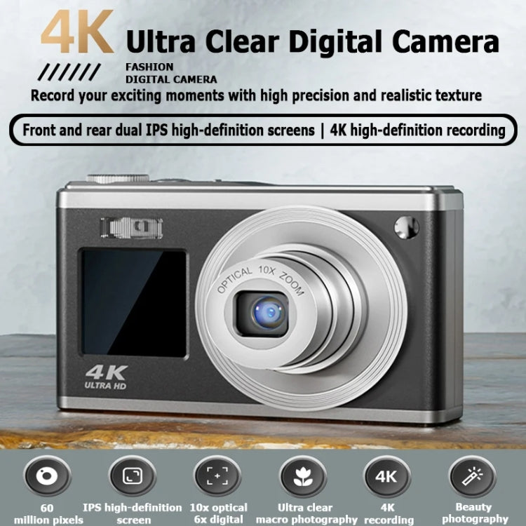 4K HD Optical Zoom Digital Camera 60MP Dual Screen Selfie Camera, No Memory(White) - Video Cameras by PMC TechLife | Online Shopping South Africa | PMC TechLife | Buy Now Pay Later Mobicred