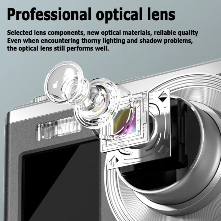 4K HD Optical Zoom Digital Camera 60MP Dual Screen Selfie Camera, No Memory(Silver) - Video Cameras by PMC TechLife | Online Shopping South Africa | PMC TechLife | Buy Now Pay Later Mobicred