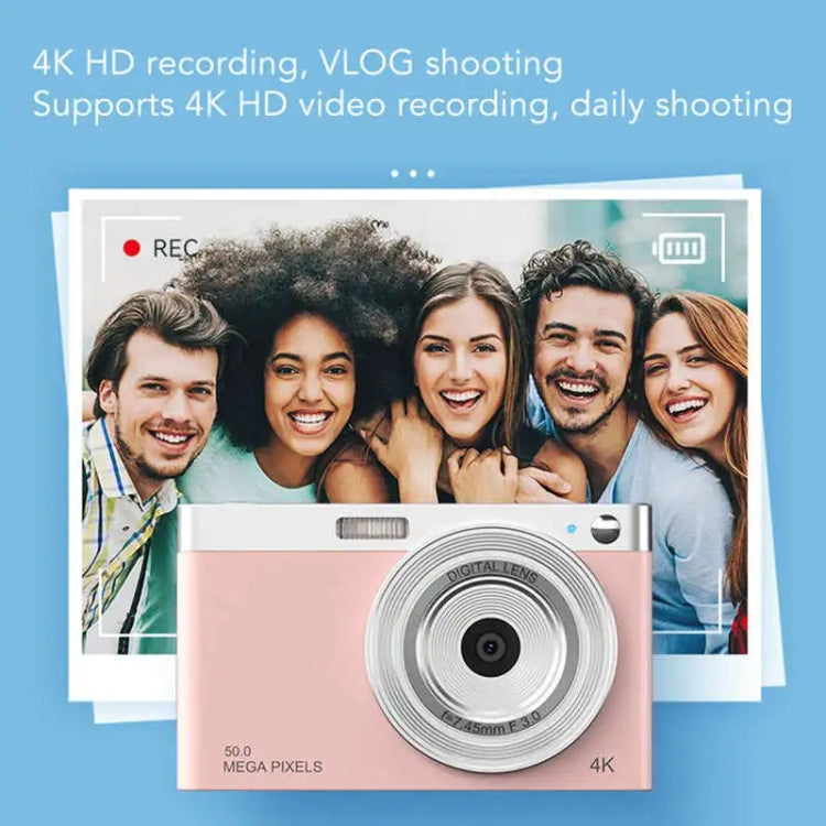50 MP HD Camera 4K Video Retro Vlog Self-Shooting Camera(Black) - Video Cameras by PMC TechLife | Online Shopping South Africa | PMC TechLife | Buy Now Pay Later Mobicred