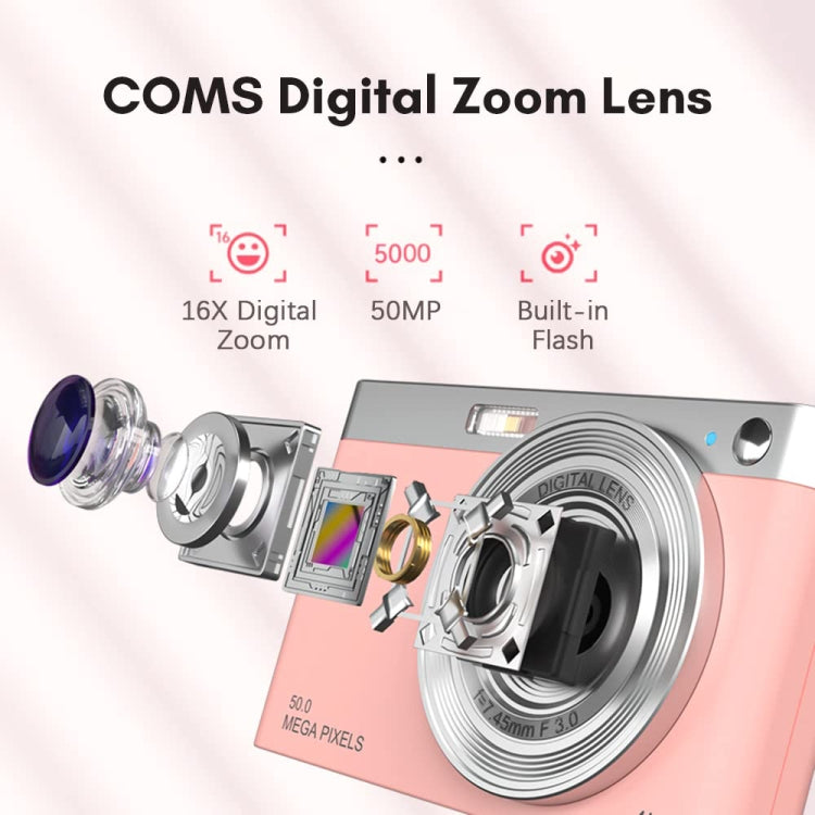 50 MP HD Camera 4K Video Retro Vlog Self-Shooting Camera(Black) - Video Cameras by PMC TechLife | Online Shopping South Africa | PMC TechLife | Buy Now Pay Later Mobicred