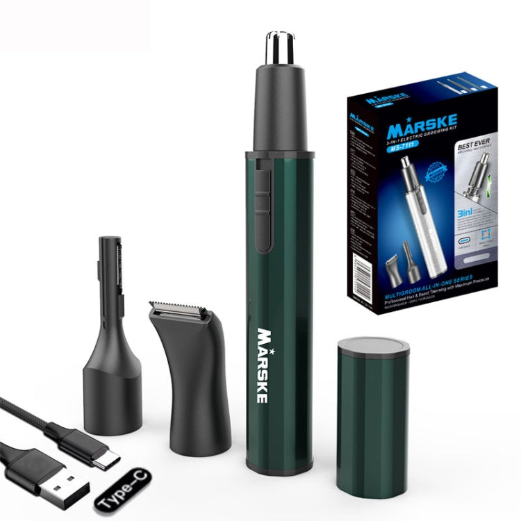 MARSKE  MS-7111 3 In 1 Electric Nose Hair Trimmer Type-C Rechargeable Grooming Instrument(Black) - free shipping - PMC TechLife - Order now!