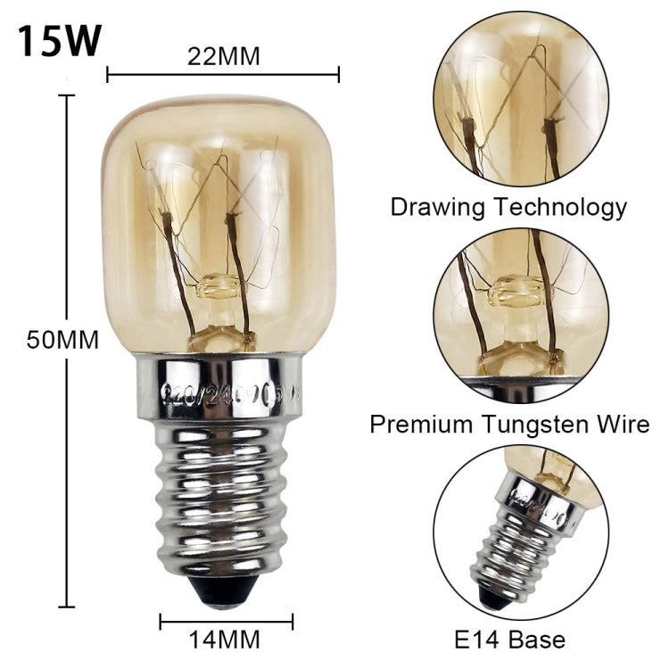 E14 Salt Crystal Lamps High Temperature Resistant Oven Light Bulb, Power: 15W Copper Nickel Plating Lamp Head(2700K Warm White) - LED Blubs & Tubes by PMc TechLife | Online Shopping South Africa | PMc TechLife | Buy Now Pay Later Mobicred