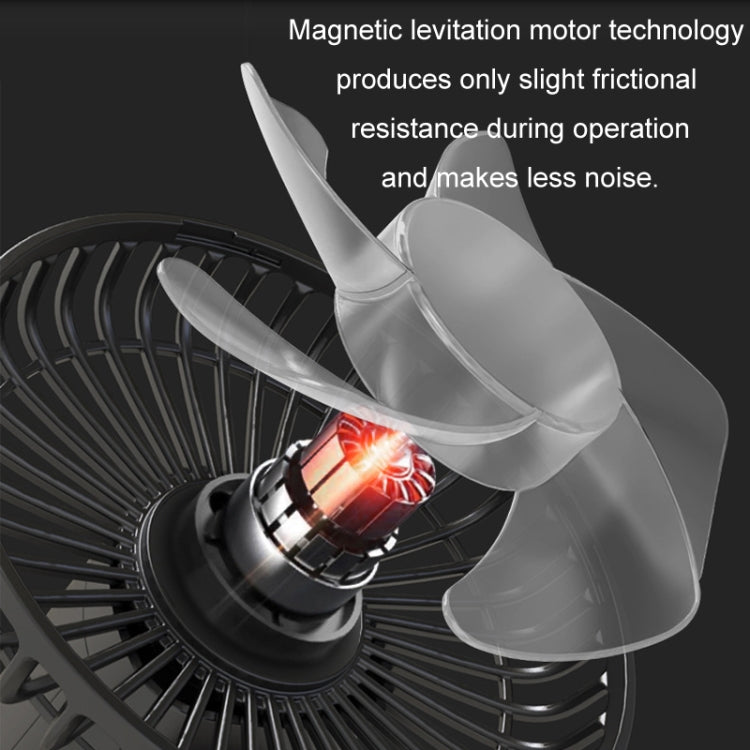 Car Clip-On Rechargeable Electric Oscillating Head Fan With Light(Black) - Heating & Fans by PMC TechLife | Online Shopping South Africa | PMC TechLife | Buy Now Pay Later Mobicred