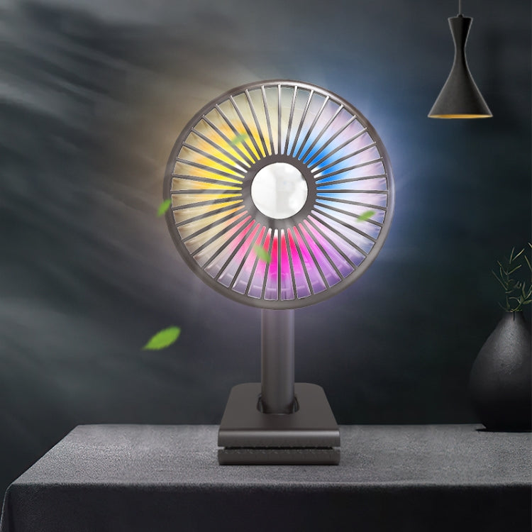 Car Clip-On Rechargeable Electric Oscillating Head Fan With Light(Black) - Heating & Fans by PMC TechLife | Online Shopping South Africa | PMC TechLife | Buy Now Pay Later Mobicred