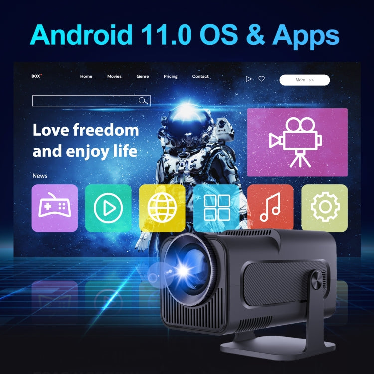 HY320 1080P 390ANSI 4K Android 11 Projector With Wifi 6 Bluetooth 5.0 Support Miracast / Airplay / DLNA AU Plug - LED Projector by PMC TechLife | Online Shopping South Africa | PMC TechLife | Buy Now Pay Later Mobicred