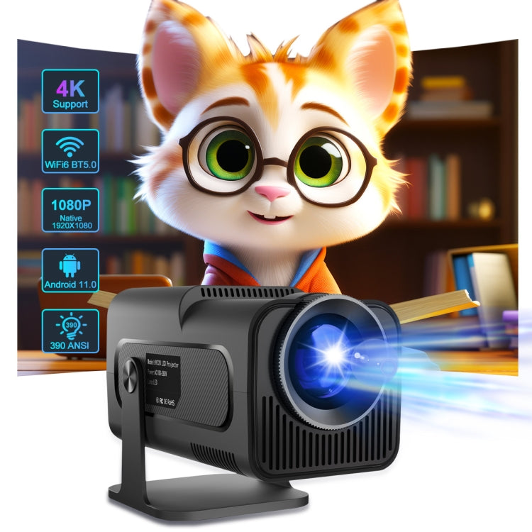 HY320 1080P 390ANSI 4K Android 11 Projector With Wifi 6 Bluetooth 5.0 Support Miracast / Airplay / DLNA AU Plug - LED Projector by PMC TechLife | Online Shopping South Africa | PMC TechLife | Buy Now Pay Later Mobicred