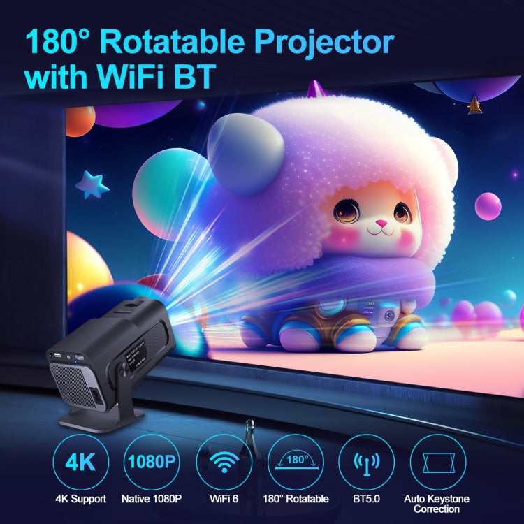 HY320 1080P 390ANSI 4K Android 11 Projector With Wifi 6 Bluetooth 5.0 Support Miracast / Airplay / DLNA AU Plug - LED Projector by PMC TechLife | Online Shopping South Africa | PMC TechLife | Buy Now Pay Later Mobicred