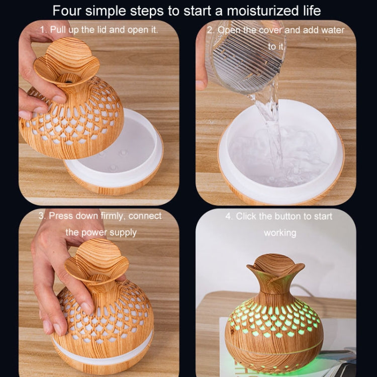LED Light Aromatherapy Diffuser Home Small Vase Quiet Humidifier Aromatherapy Diffuser 2 In 1(Shallow Wood) - free shipping - PMC TechLife - Order now!