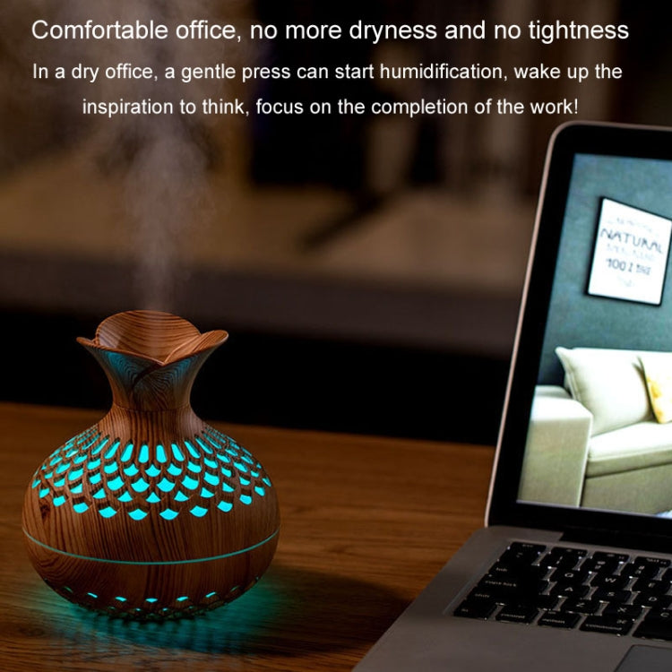 LED Light Aromatherapy Diffuser Home Small Vase Quiet Humidifier Aromatherapy Diffuser 2 In 1(Shallow Wood) - free shipping - PMC TechLife - Order now!