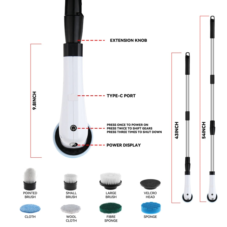 Cordless Electric Spin Scrubber Extension Handle with 7 Replacement Heads(Rose Gold) - free shipping - PMc TechLife - Order now!
