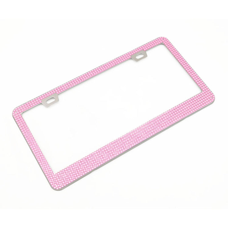 US Standard Stainless Steel License Plate Modified Frame With Diamonds, Color: Square Hole Pink Diamond - License Plate Covers & Frames by PMC TechLife | Online Shopping South Africa | PMC TechLife | Buy Now Pay Later Mobicred