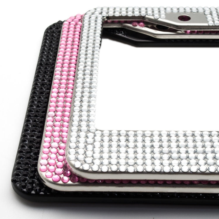 US Standard Stainless Steel License Plate Modified Frame With Diamonds, Color: Round Hole Pink Diamond - License Plate Covers & Frames by PMC TechLife | Online Shopping South Africa | PMC TechLife | Buy Now Pay Later Mobicred