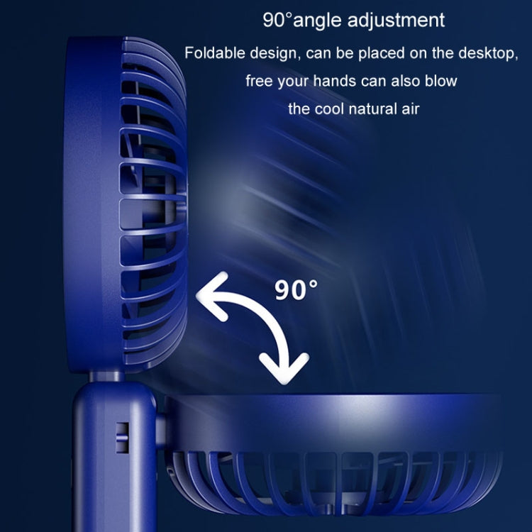 Portable Digital Display Hanging Neck Mute Small Fan USB Charging Handheld Foldable Fan(Blue) - Electric Fans by PMC TechLife | Online Shopping South Africa | PMC TechLife | Buy Now Pay Later Mobicred