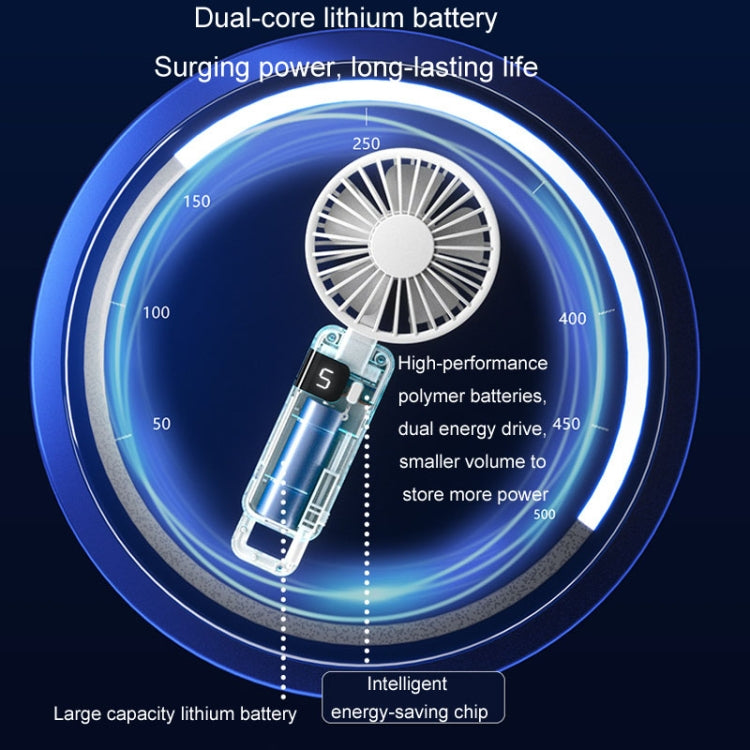 Portable Digital Display Hanging Neck Mute Small Fan USB Charging Handheld Foldable Fan(Blue) - Electric Fans by PMC TechLife | Online Shopping South Africa | PMC TechLife | Buy Now Pay Later Mobicred