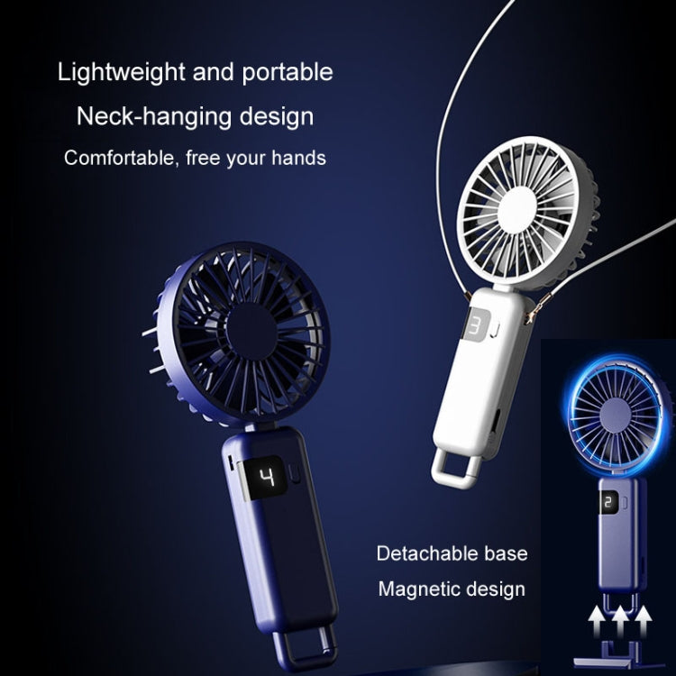 Portable Digital Display Hanging Neck Mute Small Fan USB Charging Handheld Foldable Fan(Pink) - Electric Fans by PMC TechLife | Online Shopping South Africa | PMC TechLife | Buy Now Pay Later Mobicred