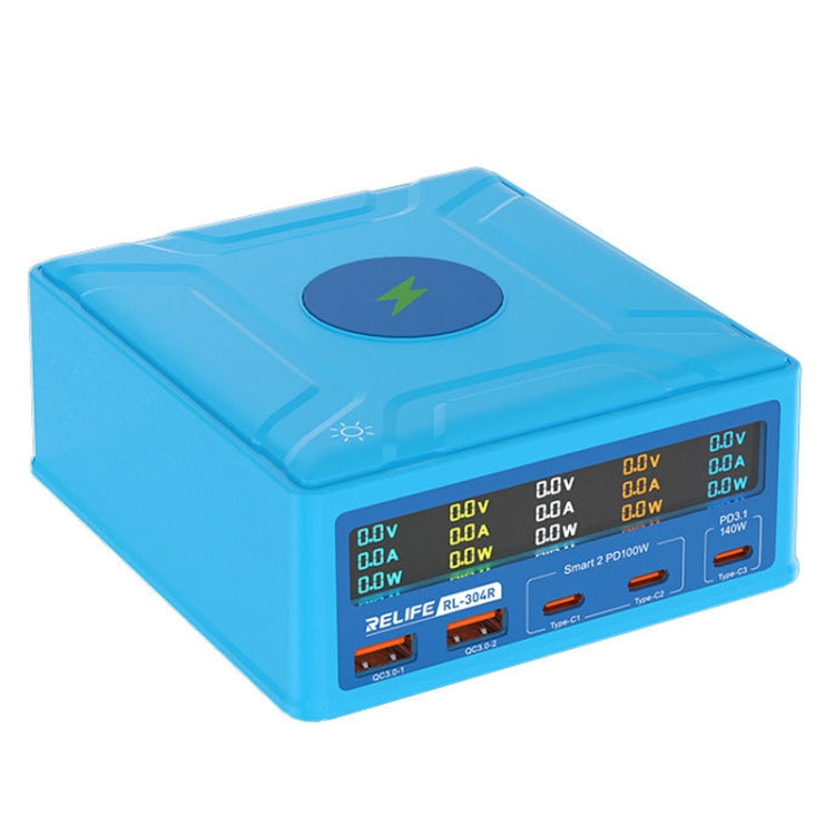 RELIFE RL-304R 5-Port 260W GaN Smart USB Fast Charger With 15W Wireless Chargind LCD Display(US Plug) - free shipping - PMC TechLife - Order now!
