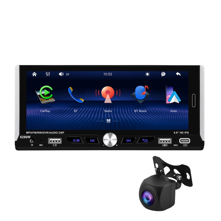 Single Spindle 6.9 inch MP5 With Knob Player Carplay Function Car MP4 Backup Camera, Specification: Standard+AHD Camera - free shipping - PMC TechLife - Order now!