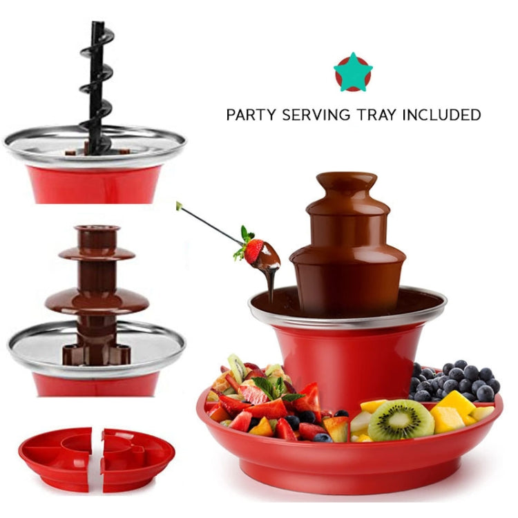 35W  3 Tier Chocolate Fountain  Mini Fondue Set with Hot Melting Pot Base 220V EU Plug - free shipping - PMC TechLife - Order now!