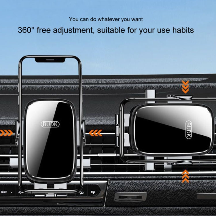 BUDK Anti-shake Car Phone Bracket Car Navigation Air Vent Fixed Gravity Support Stand(Black) - Universal Car Holders by BUDK | Online Shopping South Africa | PMC Jewellery | Buy Now Pay Later Mobicred