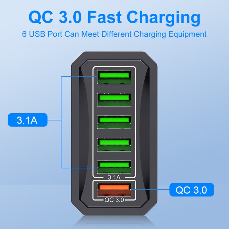 6-Ports Multifunctional Quick Charging USB Travel Charger Power Adapter, Model: Black US Plug - free shipping - PMC Jewellery - Order now!