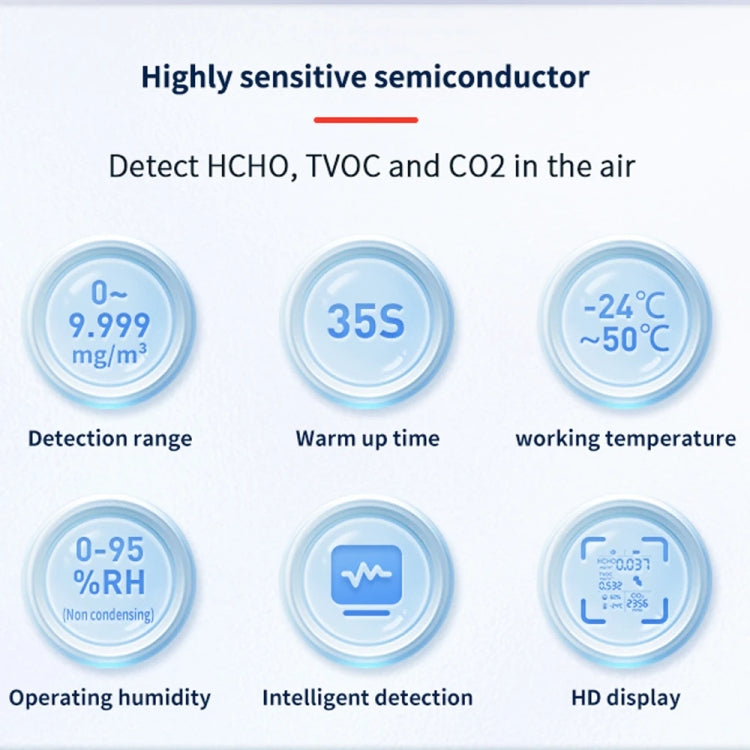 5 In 1  Air Quality Monitor TVOC HCHO CO2 Detector Temperature Humidity Tester(Black) - Air & Water Quality Tester by PMC TechLife | Online Shopping South Africa | PMC TechLife