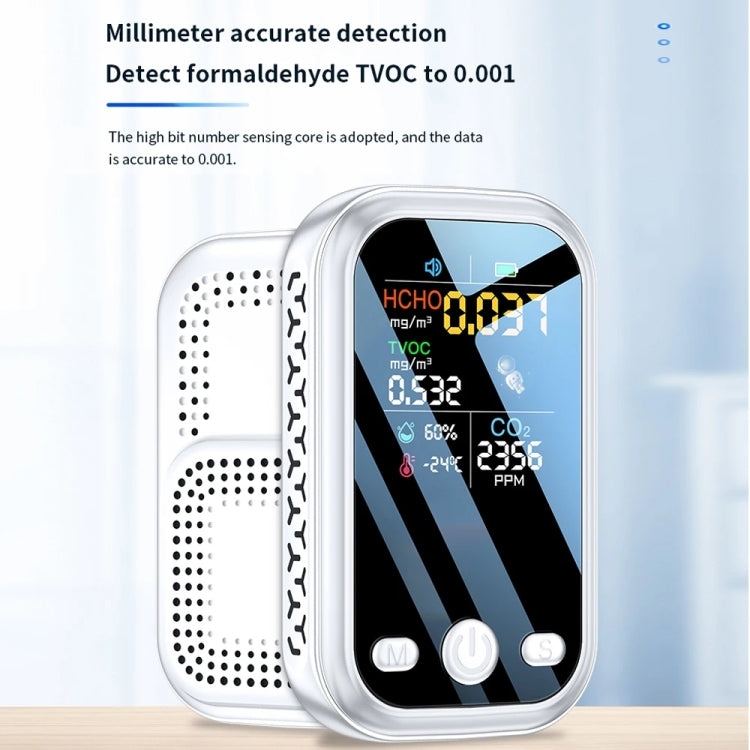 5 In 1  Air Quality Monitor TVOC HCHO CO2 Detector Temperature Humidity Tester(Black) - Air & Water Quality Tester by PMC TechLife | Online Shopping South Africa | PMC TechLife
