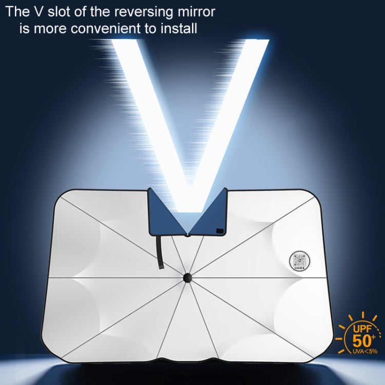 140x79cm Car Front Gear Opening Style Insulated Sun Protection Parasol(Blue Base Cloth) - Window Foils & Solar Protection by PMC TechLife | Online Shopping South Africa | PMC TechLife | Buy Now Pay Later Mobicred