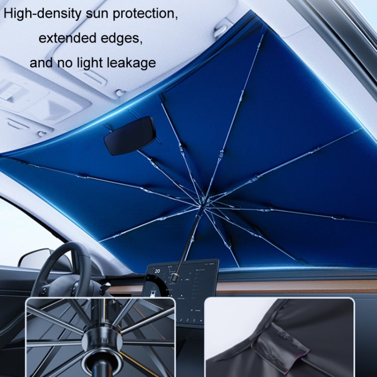 120x65cm Car Front Gear Opening Style Insulated Sun Protection Parasol(Blue Base Cloth) - Window Foils & Solar Protection by PMC TechLife | Online Shopping South Africa | PMC TechLife | Buy Now Pay Later Mobicred