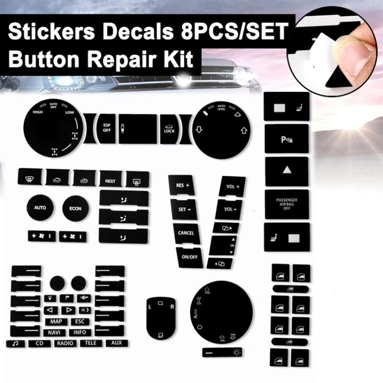 For 2005-2010 Volkswagen Touareg/Passat Steering Wheel Window AC Switch Button Repair Sticker(8pcs /Set) - Decorative Sticker by PMC TechLife | Online Shopping South Africa | PMC TechLife | Buy Now Pay Later Mobicred