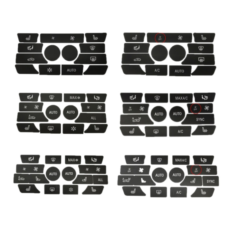 For BMW 5 Series/7 Series/X5/C6/F10/F01/F15 Air Conditioning Button Repair Sticker, Style: A 13pcs With OFF - Decorative Sticker by PMC TechLife | Online Shopping South Africa | PMC TechLife | Buy Now Pay Later Mobicred