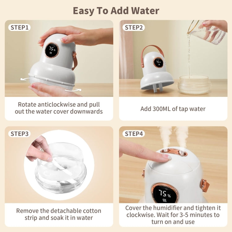 ICARER FAMILY IF-JS01 USB Charging Desktop Night Light Dual-spray Humidifier, Color: White (Doll) - free shipping - PMC TechLife - Order now!
