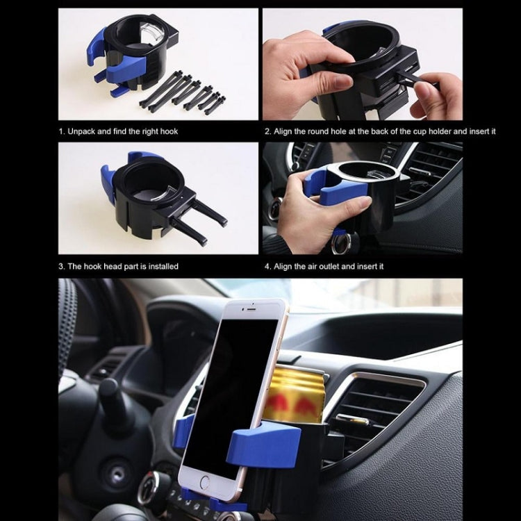 Car Air Conditioner Air Outlet Mobile Phone Water Cup Holder(Blue) - Car Drink Holders by PMC TechLife | Online Shopping South Africa | PMC TechLife | Buy Now Pay Later Mobicred