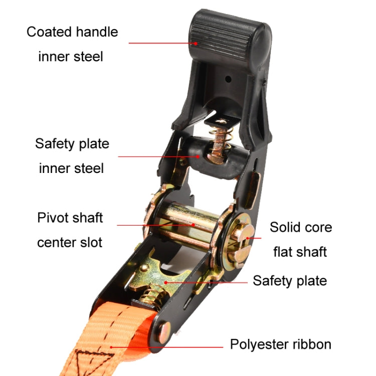 Motorcycle Ratchet Tensioner Cargo Bundling And Luggage Fixing Straps, Specification: Orange 1m - Towing Bars by PMC TechLife | Online Shopping South Africa | PMC TechLife | Buy Now Pay Later Mobicred