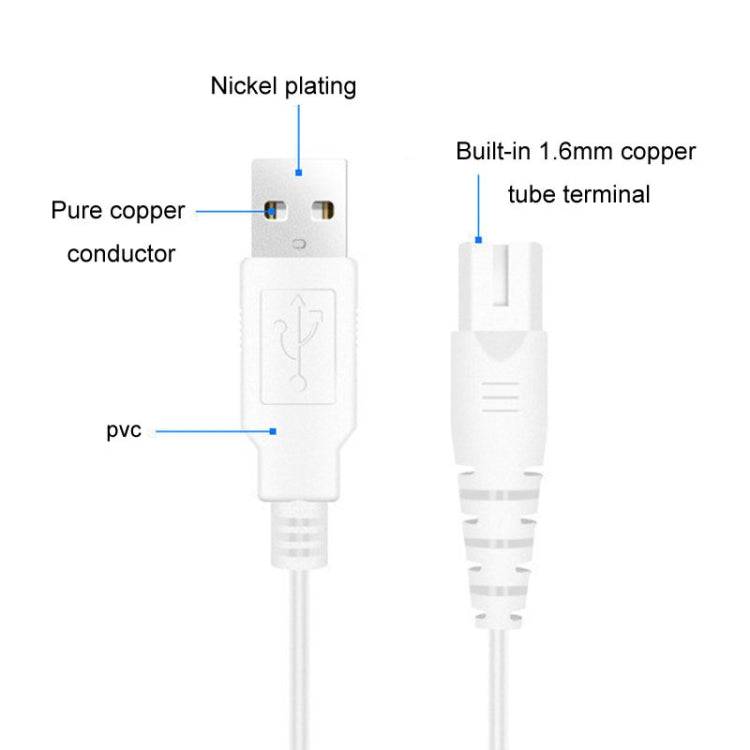 1.25m For Shaver / Water Refill Device USB TTo 8-Figure Tail Charging Cable Power Cord(White) - Shavers Parts by PMC TechLife | Online Shopping South Africa | PMC TechLife | Buy Now Pay Later Mobicred