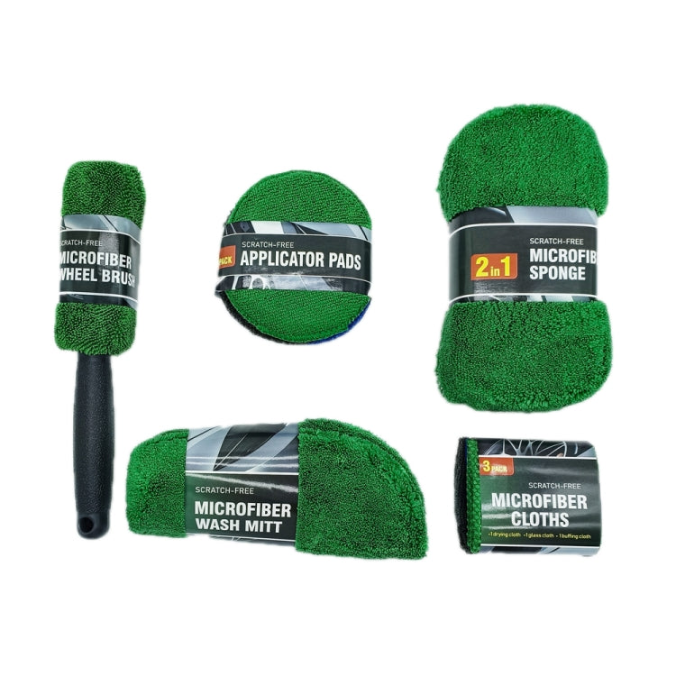 9pcs /Set Car Detailing Gloves Rags Waxing Cleaning Set(Green) - Car washing supplies by PMC TechLife | Online Shopping South Africa | PMC TechLife | Buy Now Pay Later Mobicred
