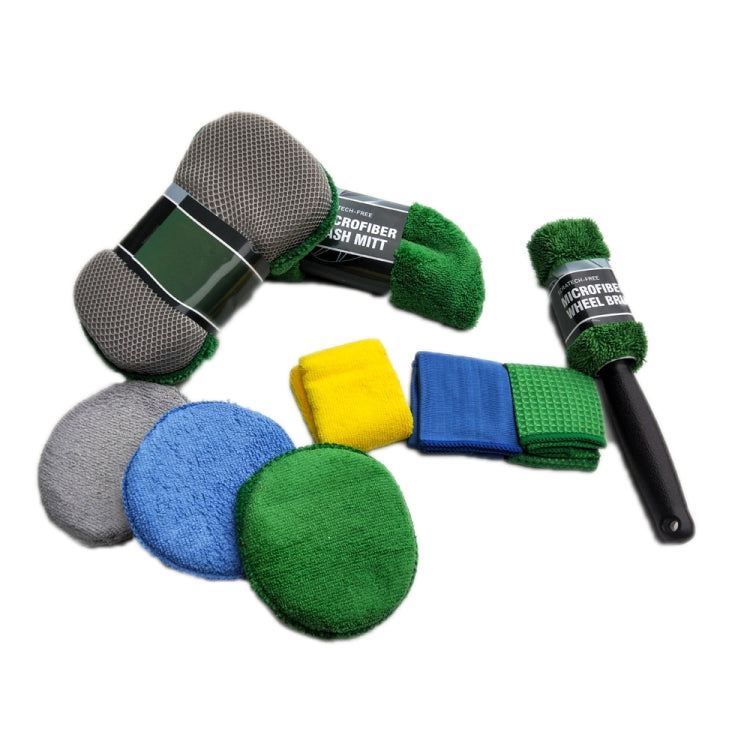 9pcs /Set Car Detailing Gloves Rags Waxing Cleaning Set(Green) - Car washing supplies by PMC TechLife | Online Shopping South Africa | PMC TechLife | Buy Now Pay Later Mobicred