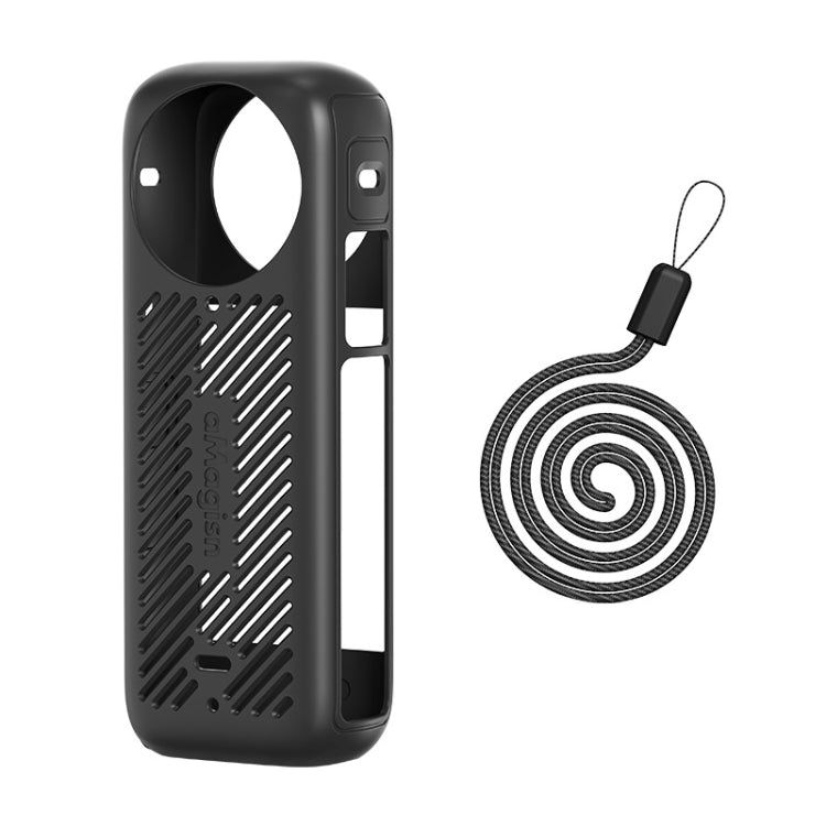 For Insta360 X4 AMagisn Silicone Protective Cover Body Case Black - free shipping - PMC TechLife - Order now!