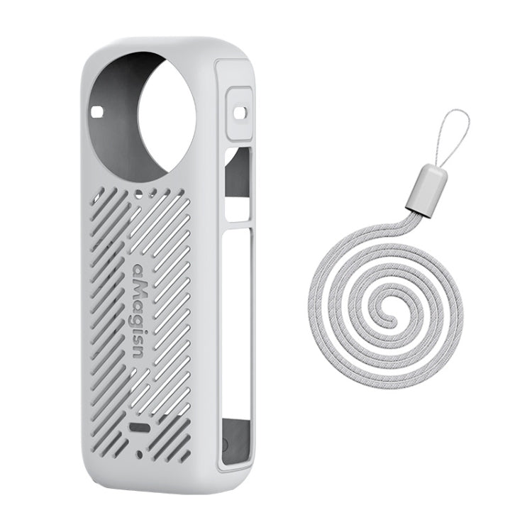 For Insta360 X4 AMagisn Silicone Protective Cover Body Case Gray - free shipping - PMC TechLife - Order now!