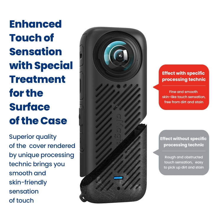 For Insta360 X4 AMagisn Silicone Protective Cover Body Case Black - free shipping - PMC TechLife - Order now!