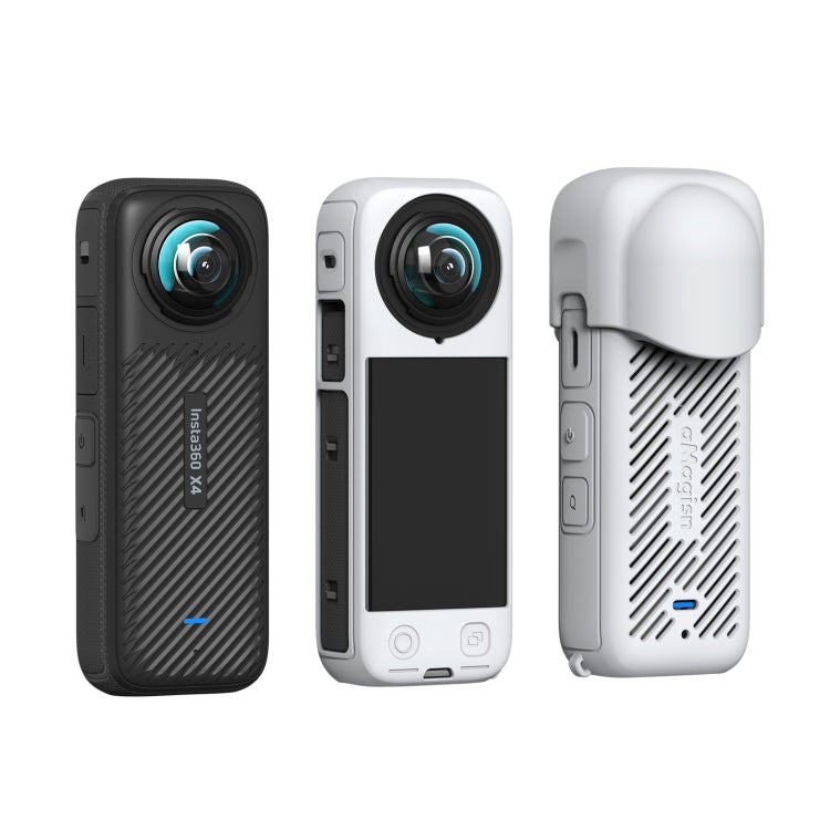 For Insta360 X4 AMagisn Silicone Protective Cover Body Case Gray - free shipping - PMC TechLife - Order now!