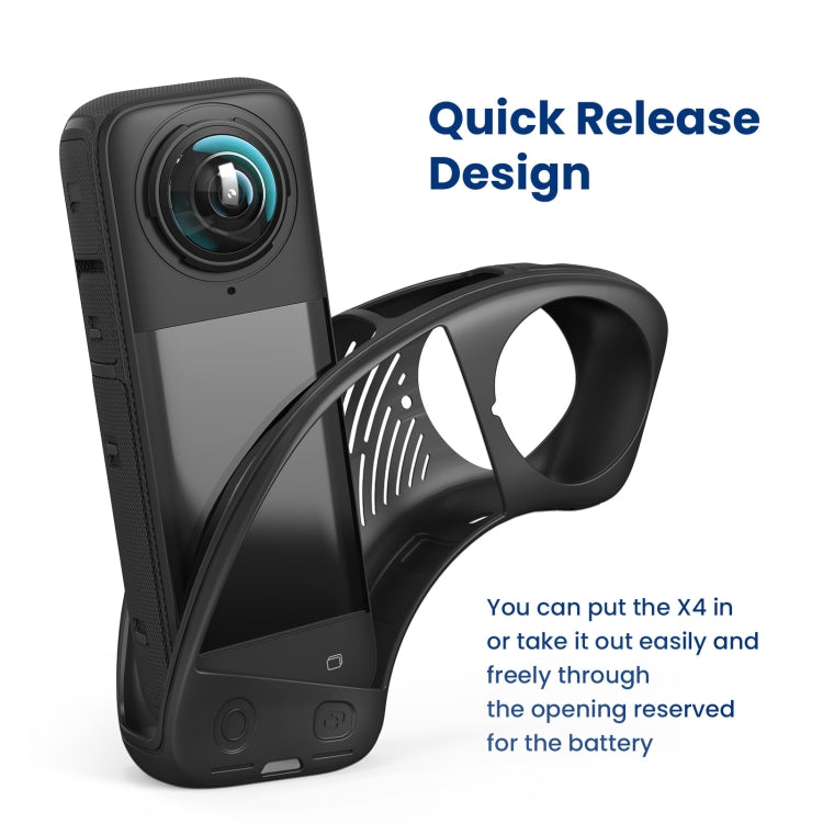 For Insta360 X4 AMagisn Silicone Protective Cover Body Case + Lens Cover Black - Case & Bags by aMagisn | Online Shopping South Africa | PMC TechLife | Buy Now Pay Later Mobicred